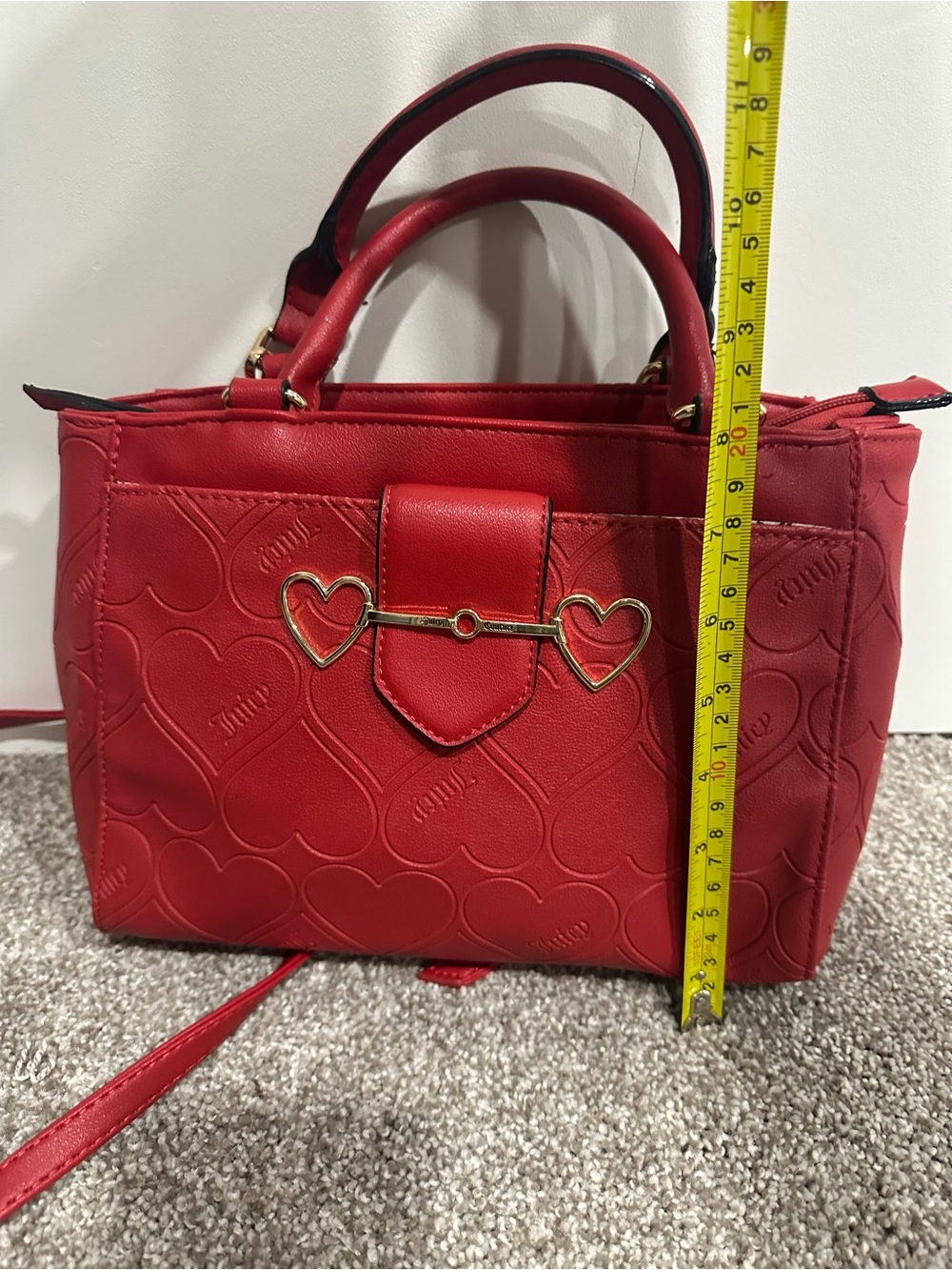 Juicy couture Love Is Juicy Satchel Red Heart Design Purse - Picture 5 of 7